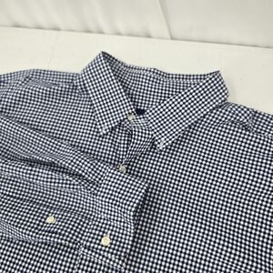 Ralph Lauren Mens Checkered Long Sleeve Dress Shirt Size 2XLT Navy White Stretch